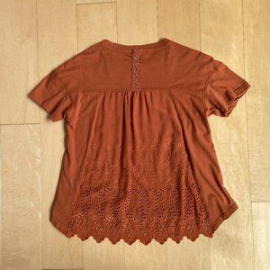Anthropologie Tee with Embroidered Back
